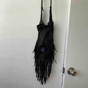 Vintage Leather Fringe Crossbody